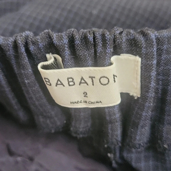 Aritzia Babaton Navy Blue Plaid Cropped Slim Leg Trouser Conan Pants 2 - Picture 3 of 3